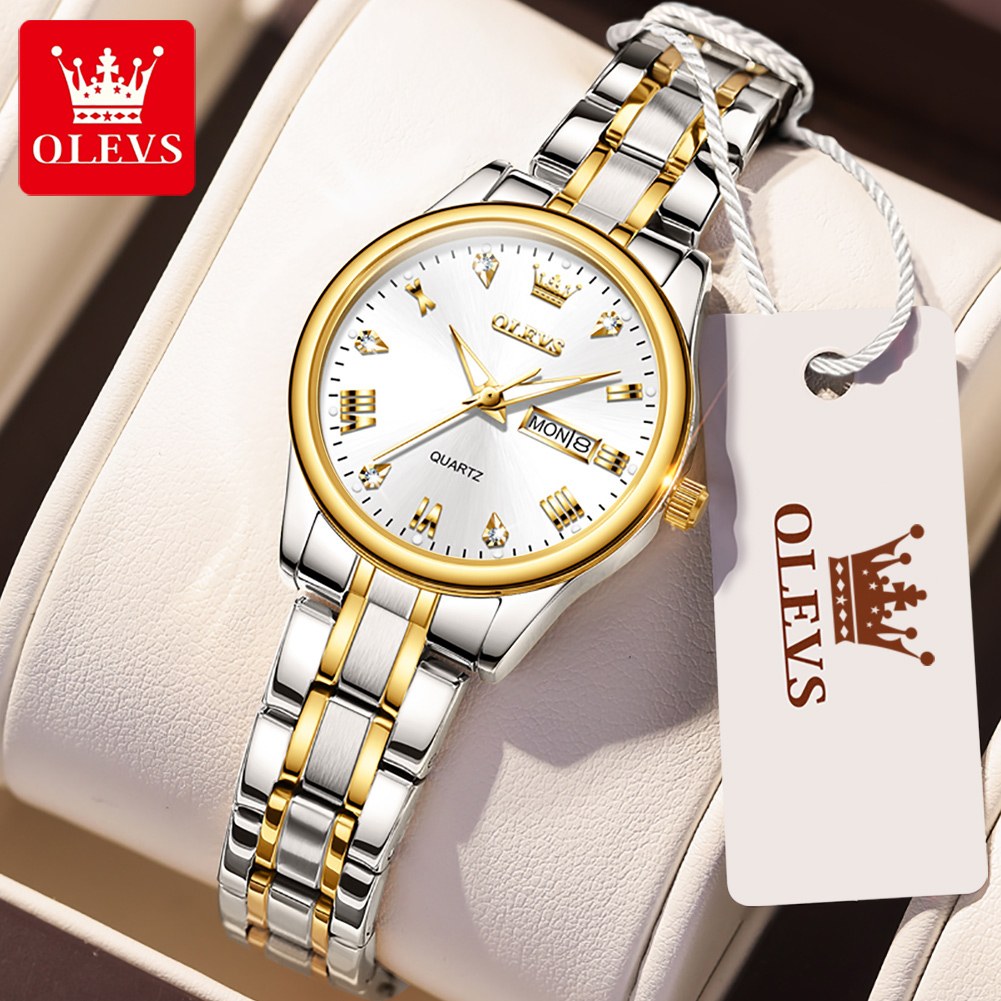 Luxury Watch Moon Phase - OLEVS-Relógio de Quartzo Impermeável Feminino, Nova