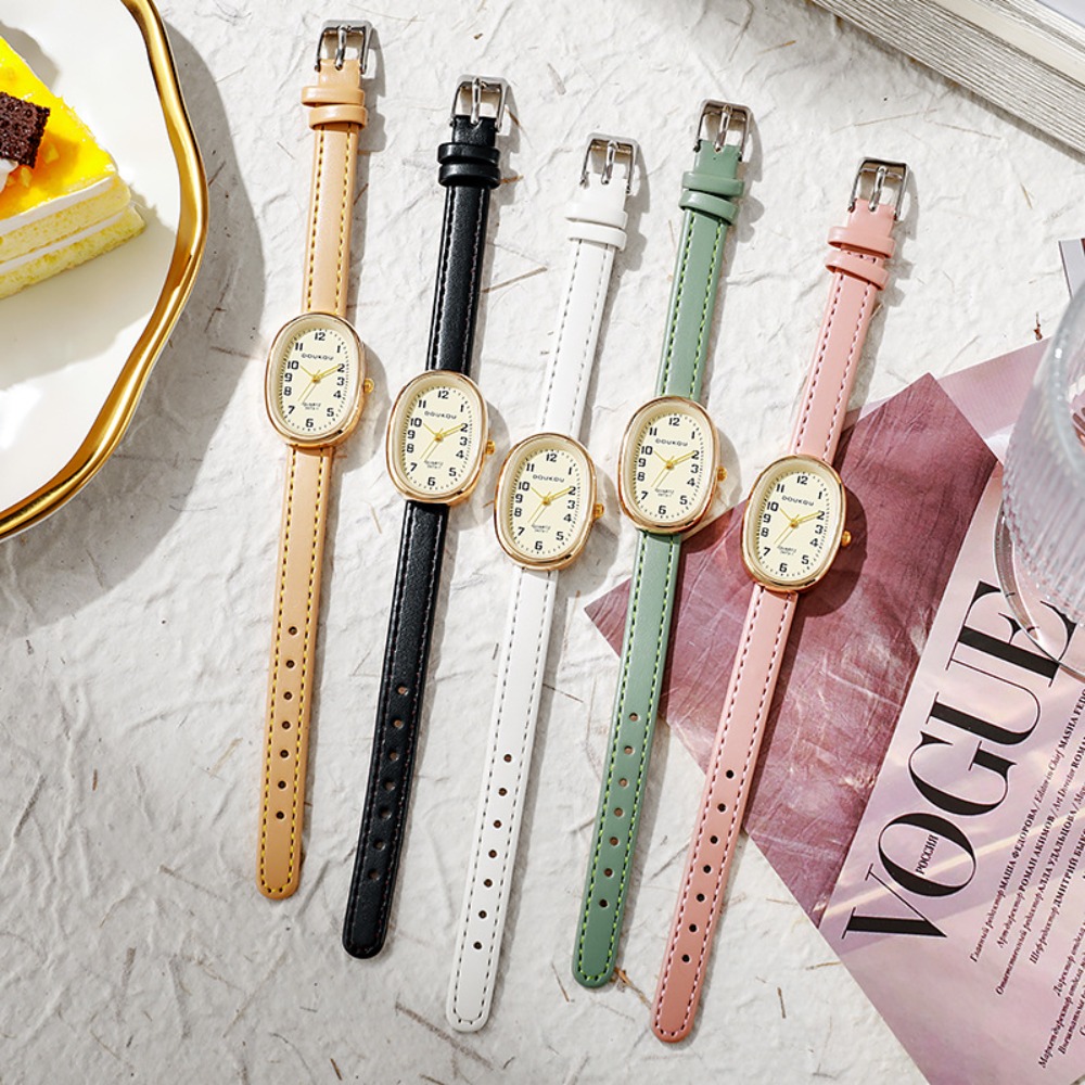 Luxury Watch With Leather Strap - Luxo oval dial relógios femininos moda