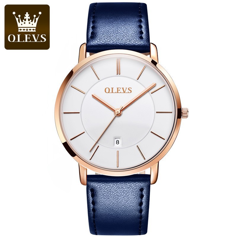 Luxury Watch With Leather Strap - Olevs moda ultra fino relógios femininos