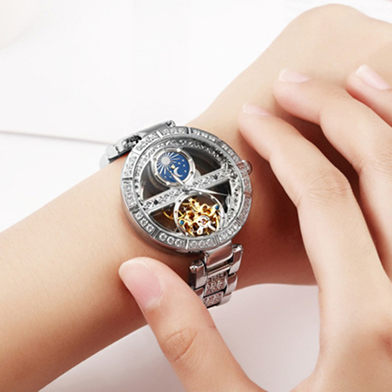 Luxury Watch Moon Phase - Senhoras relógio automático mulher de luxo