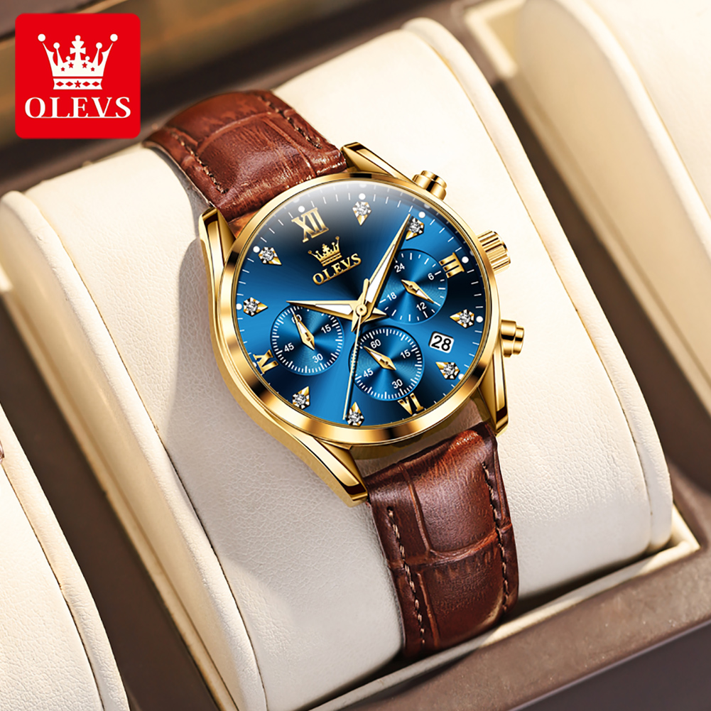 Luxury Watch With Leather Strap - Olevs 5523 marca original relógios femininos