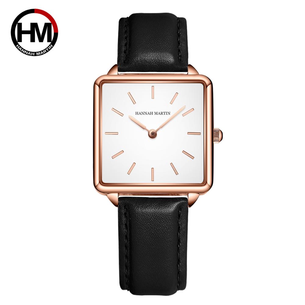 Luxury Watch With Leather Strap - Relógio de pulso de couro genuíno