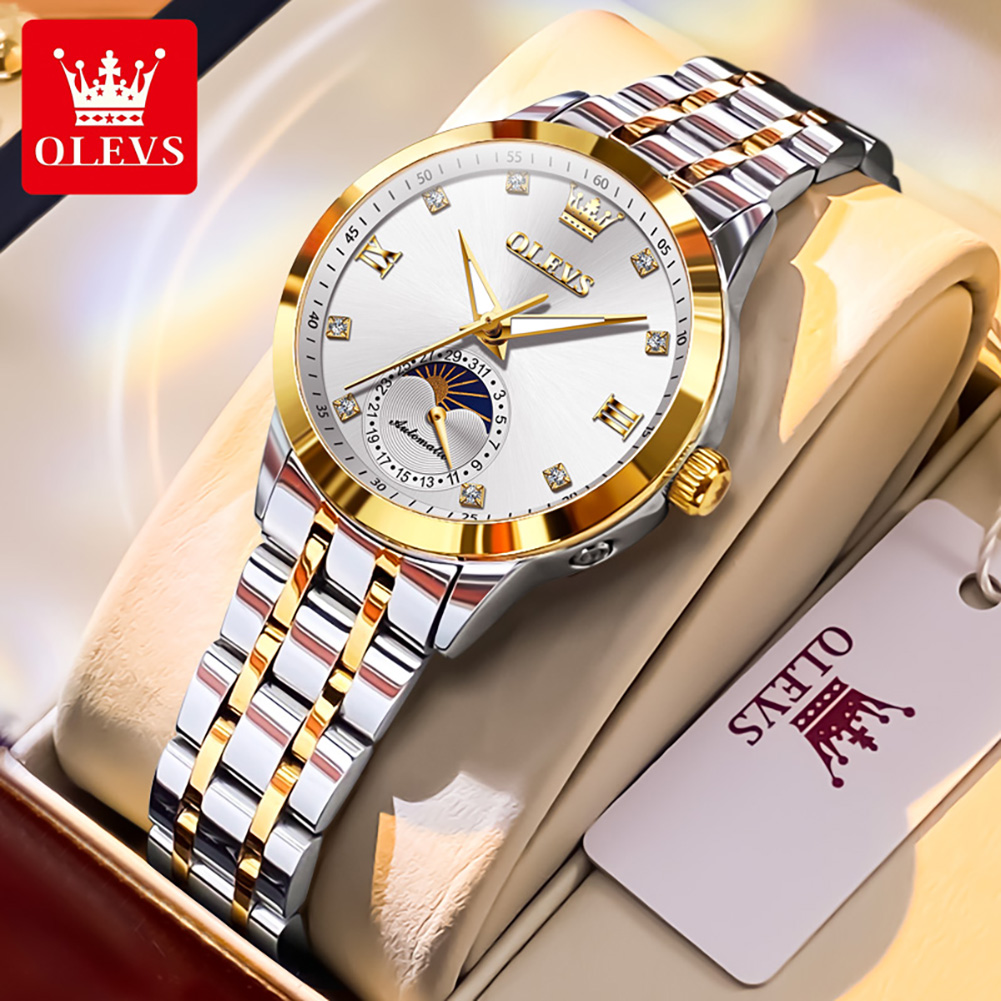 Luxury Watch Moon Phase - OLEVS 7041 Relógio Mecânico Feminino Elegance