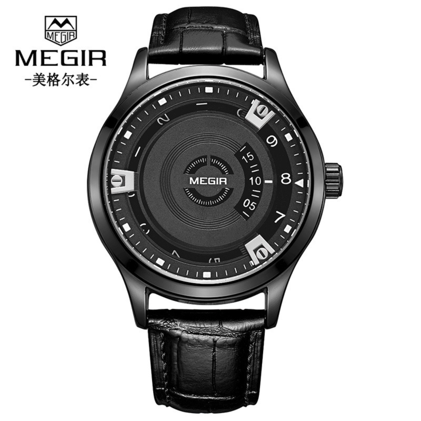 Luxury Watch With Leather Strap - Relógio Masculino MEGIR de Luxo com