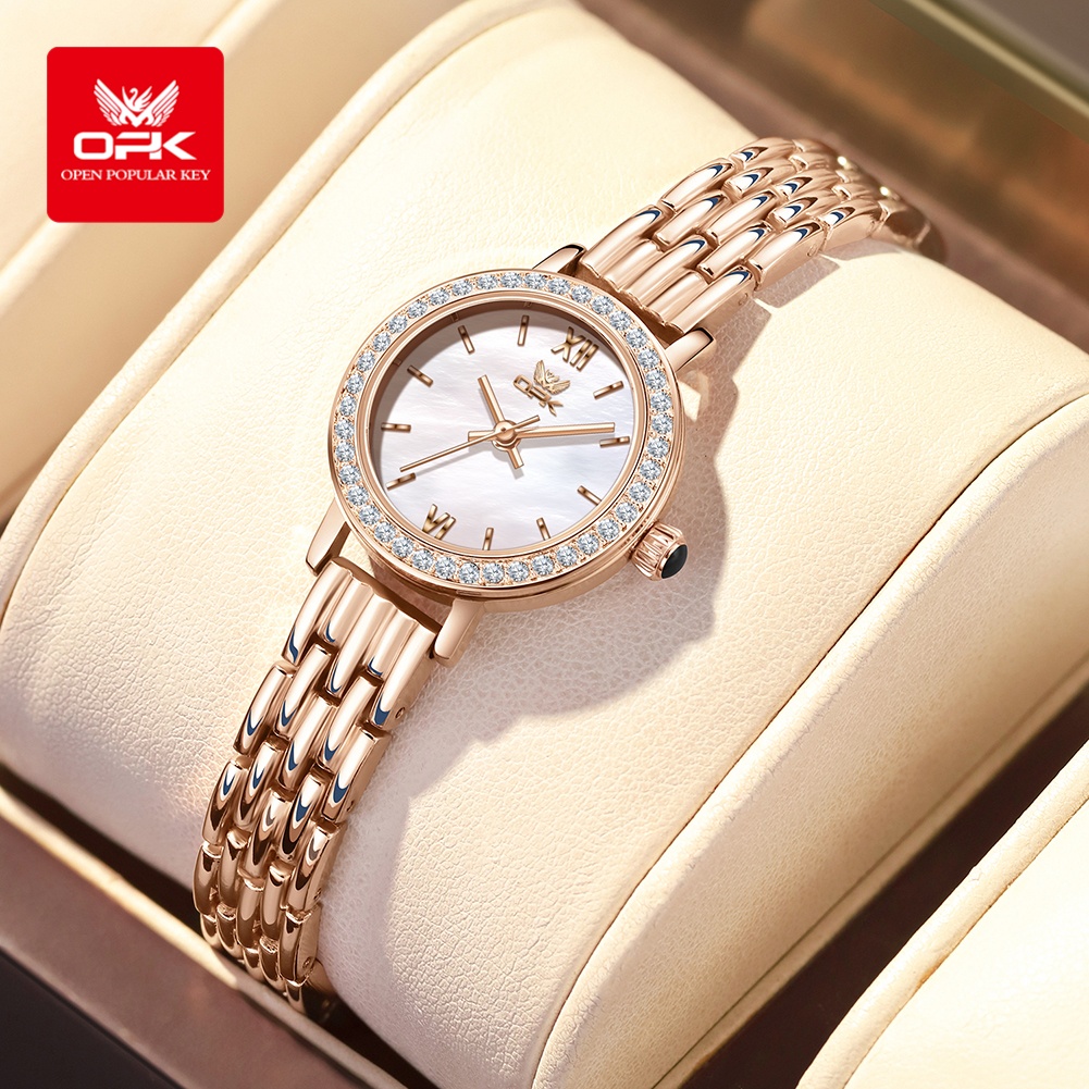 Luxury Watch With Leather Strap - Relógio Feminino OPK 6063 de Luxo