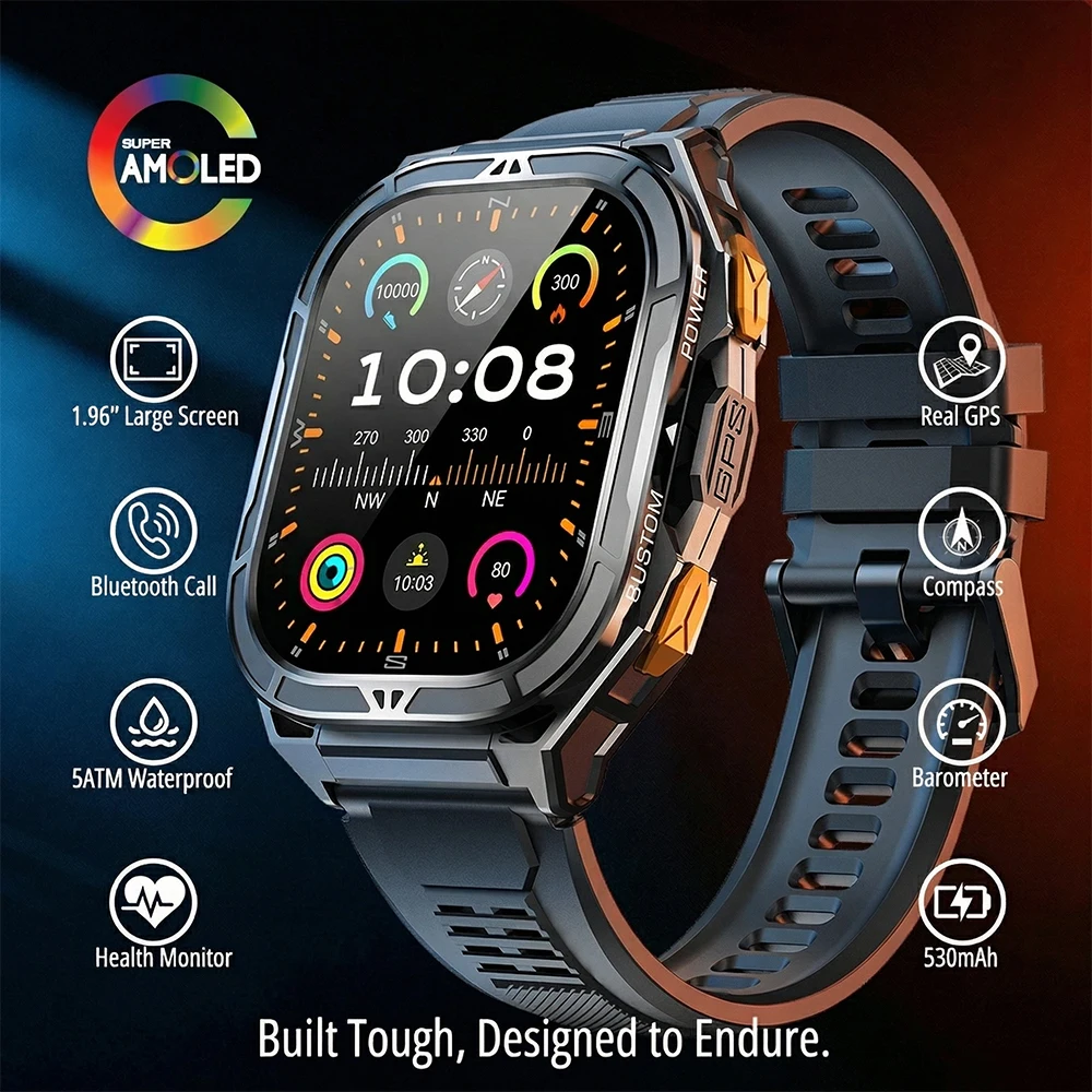 Compass Watch Luxury - Smartwatch AMOLED de Luxo com GPS