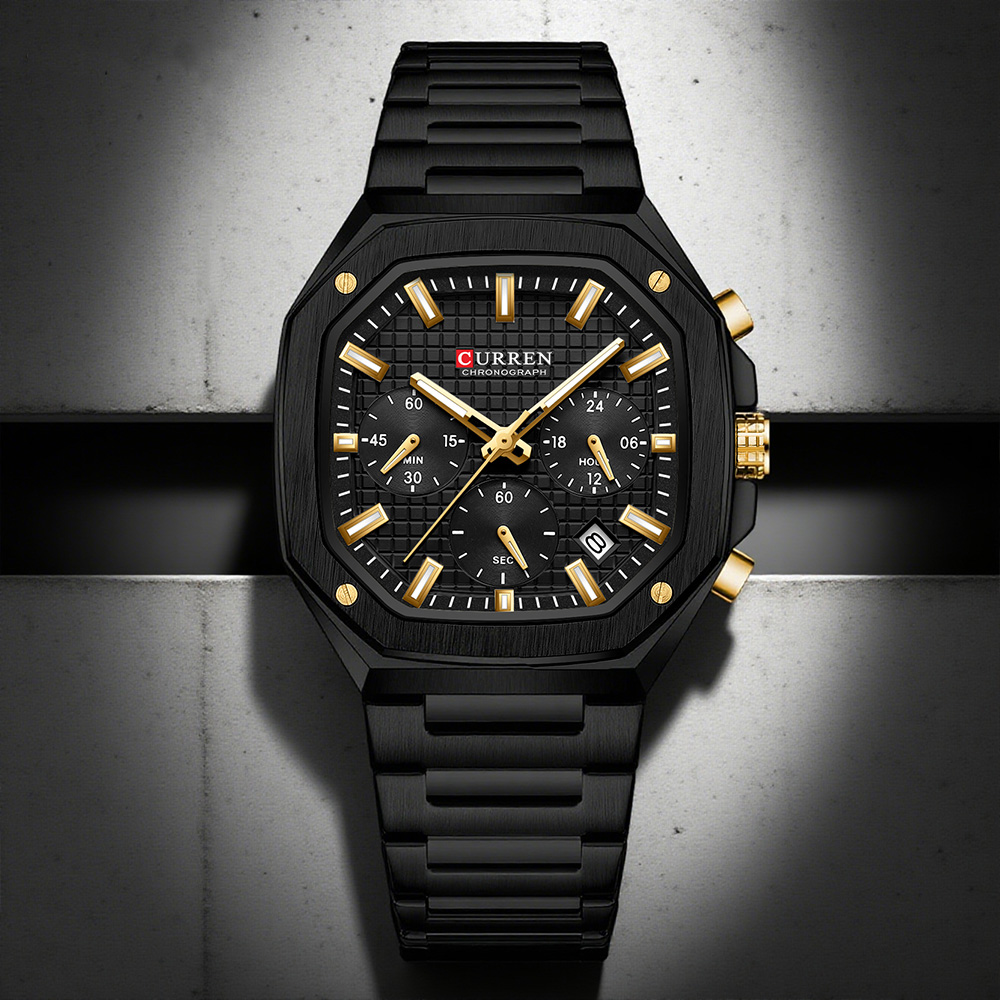 Luxury Watch And Bracelet - Curren relógio crono quadrado de luxo