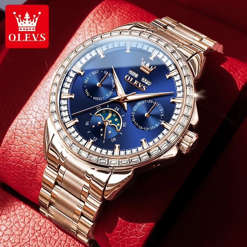 Compass Watch Luxury - Olevs 6695 novos relógios masculinos mostrador
