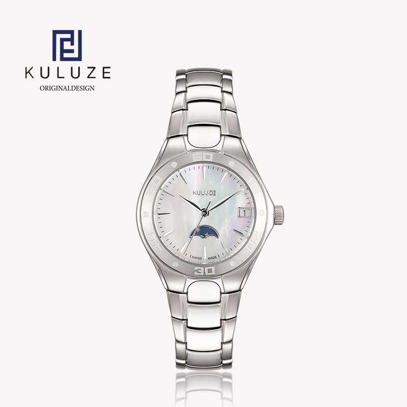 Luxury Watch Moon Phase - KULUZE-Swiss Ronda 708 Quartz Watch para