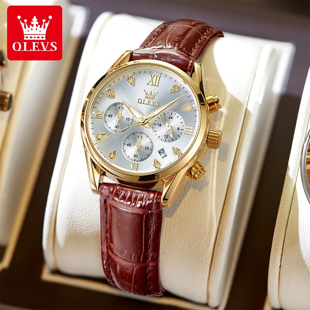 Olevs 5523 relógios femininos  - Luxury Watch With Leather Strap avaliação e preço