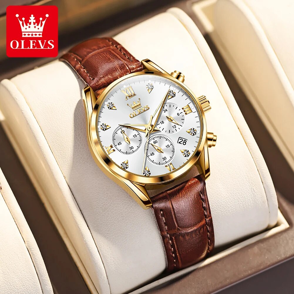 Olevs 5523 relógios femininos  - Luxury Watch With Leather Strap avaliação e preço