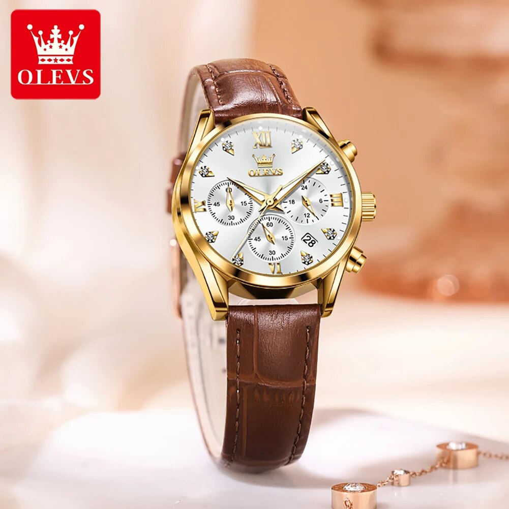 Olevs 5523 relógios femininos  - Luxury Watch With Leather Strap avaliação e preço