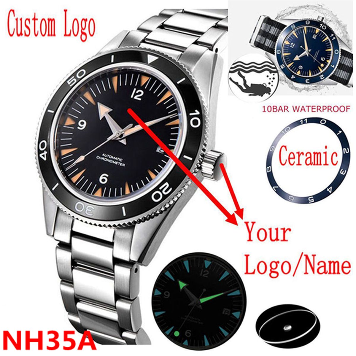 Logotipo personalizado nh35 mo - Luxury Watch Life avaliação e preço