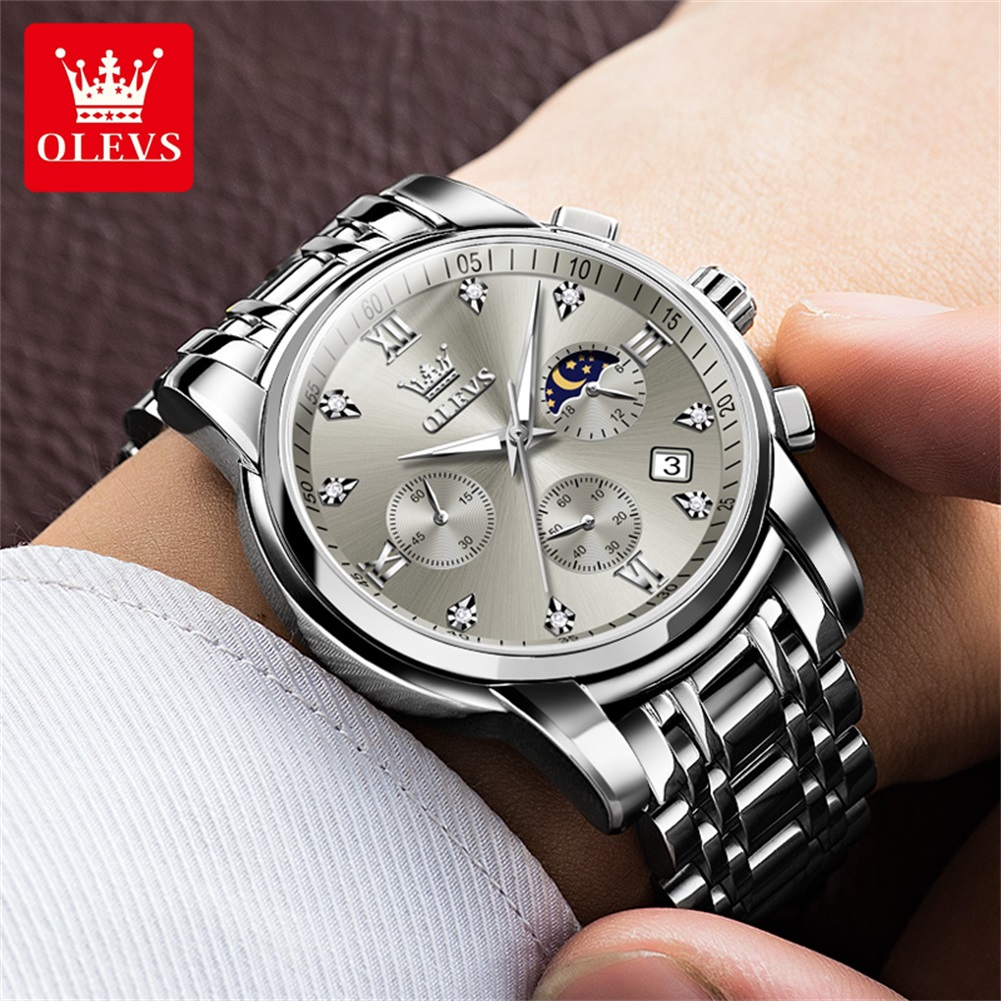 Olevs 2858 relógio de quartzo  - Luxury Watch Moon Phase avaliação e preço