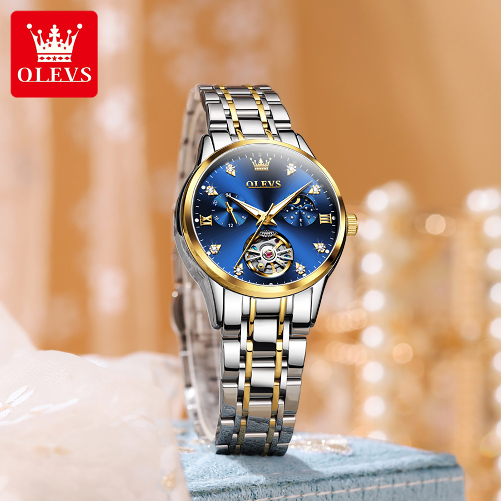 Olevs relógios femininos de lu - Luxury Watch Moon Phase avaliação e preço