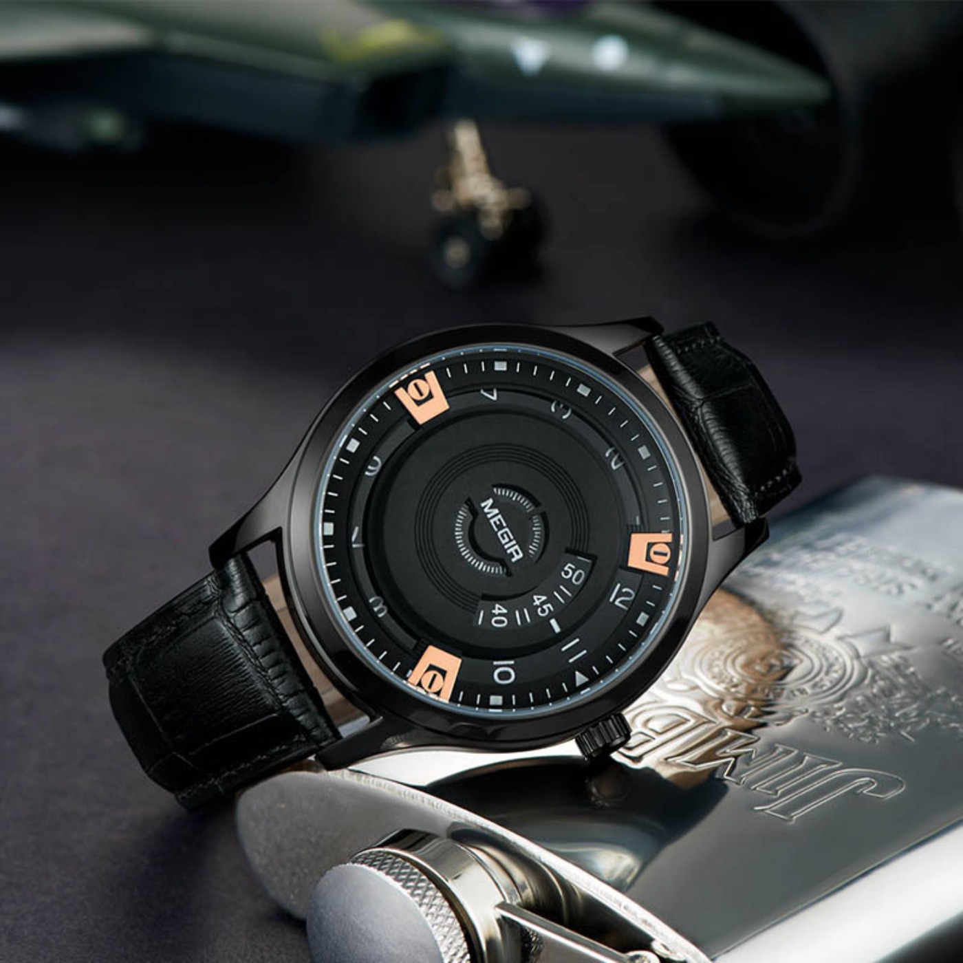Relógio Masculino MEGIR de Lux - Luxury Watch With Leather Strap avaliação e preço