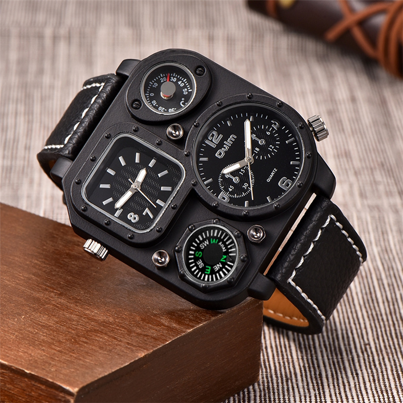 Oulm clássico preto relógios c - Compass Watch Luxury avaliação e preço