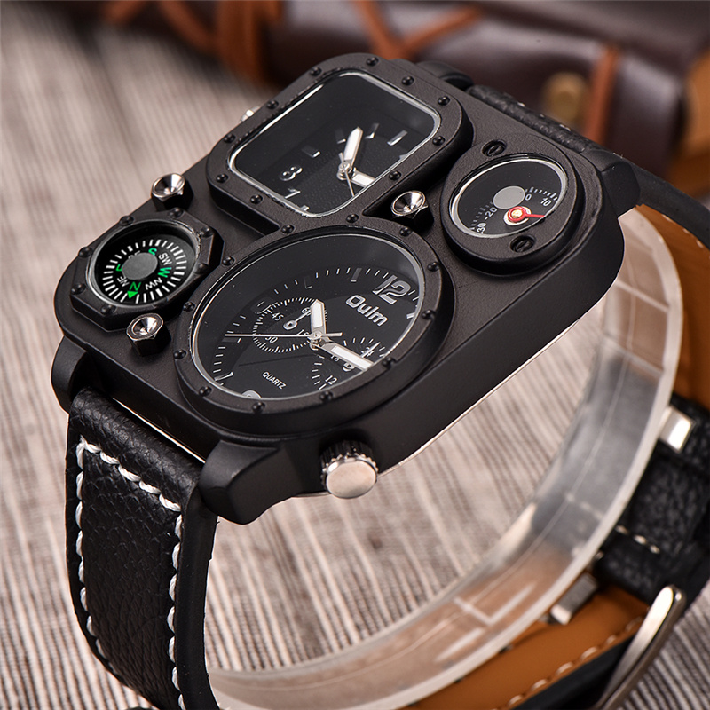 Oulm clássico preto relógios c - Compass Watch Luxury avaliação e preço
