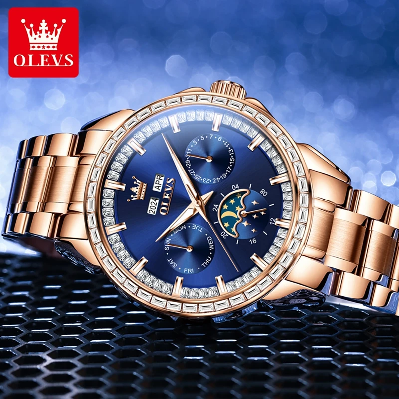 Olevs 6695 novos relógios masc - Compass Watch Luxury avaliação e preço