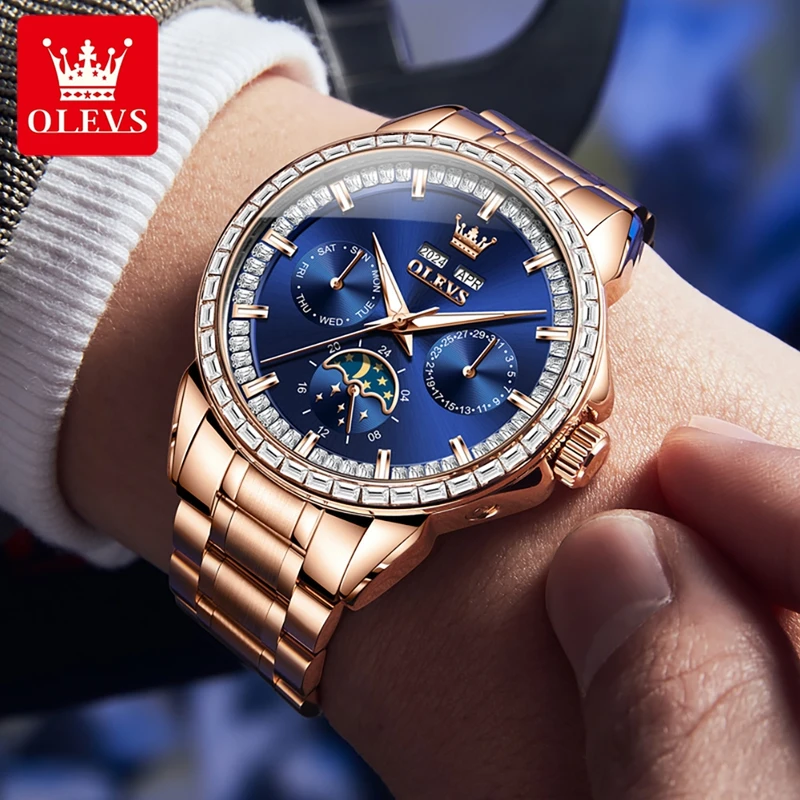 Olevs 6695 novos relógios masc - Compass Watch Luxury avaliação e preço