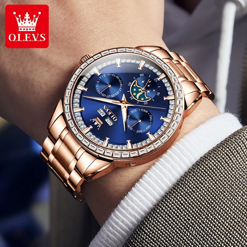 Olevs 6695 novos relógios masc - Compass Watch Luxury avaliação e preço