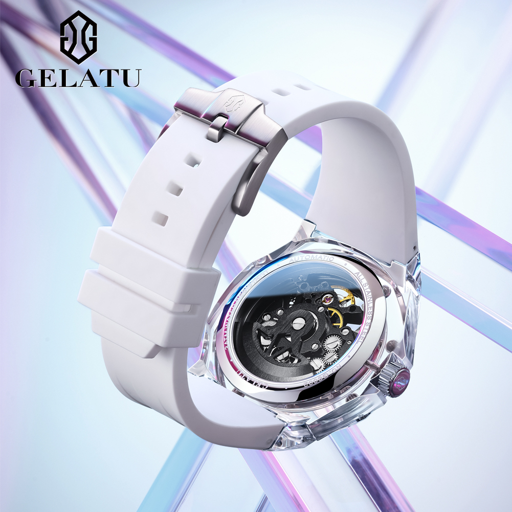 GELATU 8002 Relógio Mecânico A - Luxury Watch With Leather Strap avaliação e preço